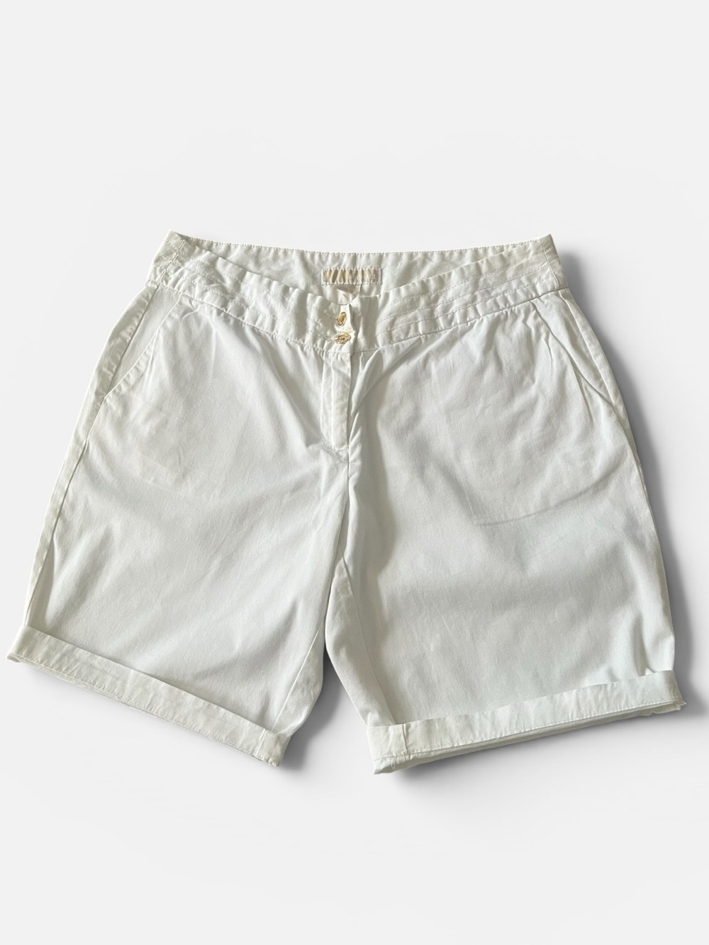 Michael Kors Cream Chino Shorts with Premium Gold Hardware Accents Cream/Off W